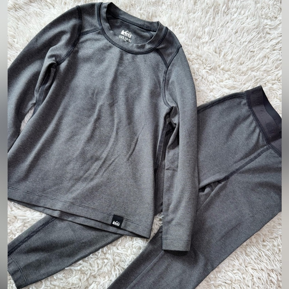 REI Gray Stripe Base Layer, Warm, Soft, and Comfortable to Layer